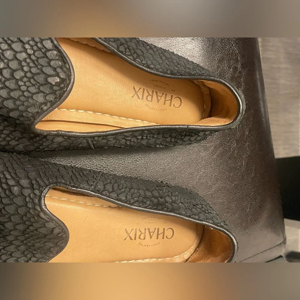 Charix Handmade Leather UNISEX Loafers Flats Wild Black sz 42